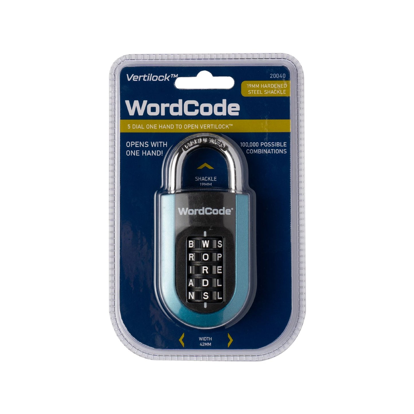 Wordcode Vertilock 5 Dial Stacker Combination Padlock - 43 x 92mm