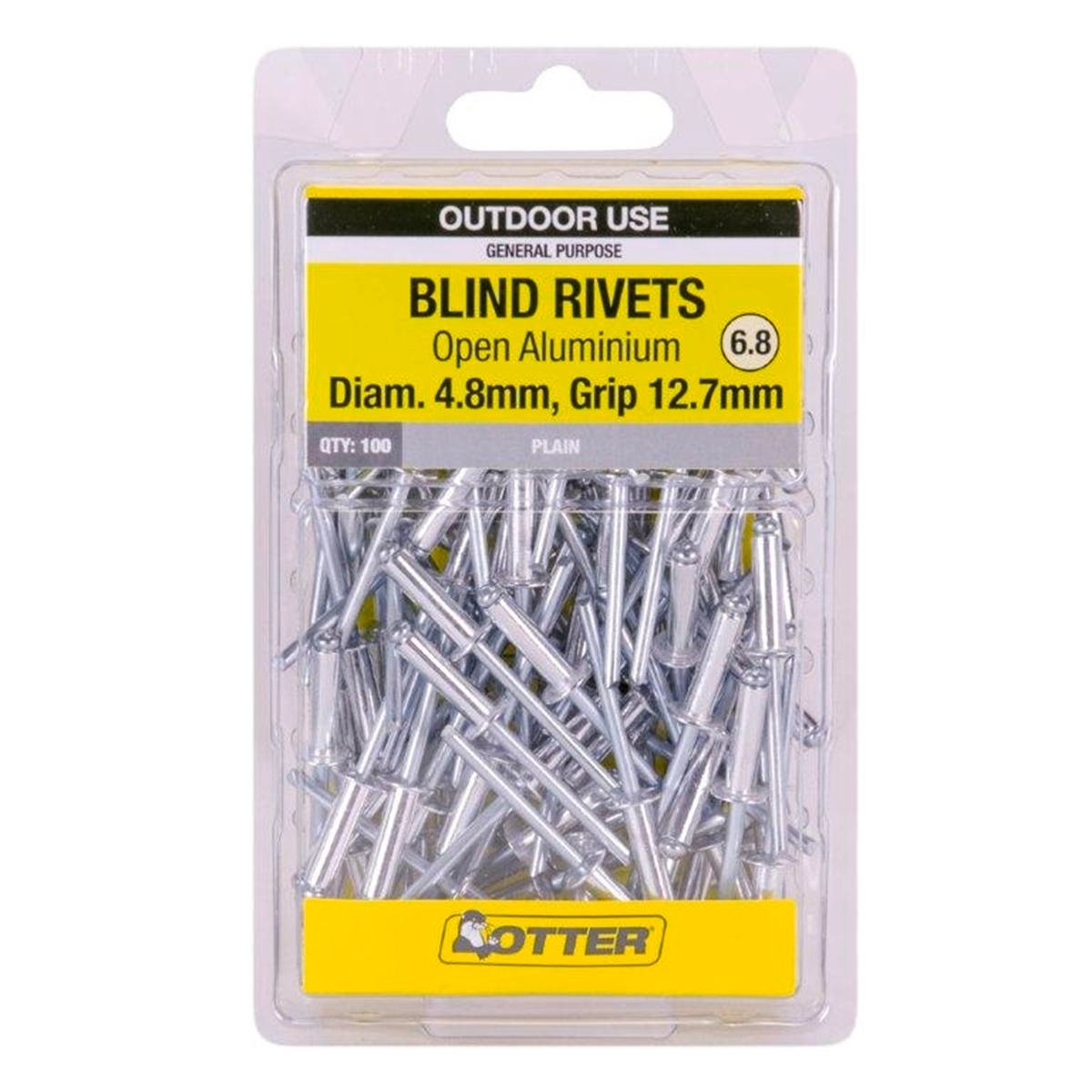 Otter Open Aluminium Blind Rivets 8x12mm 100 Pack Lightweight Durable