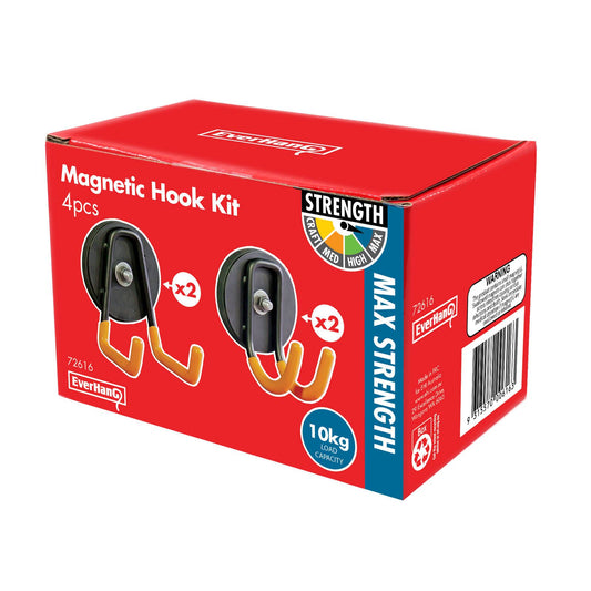 Everhang Magnetic Utility Hook Kit - 4 Pack - 10kg