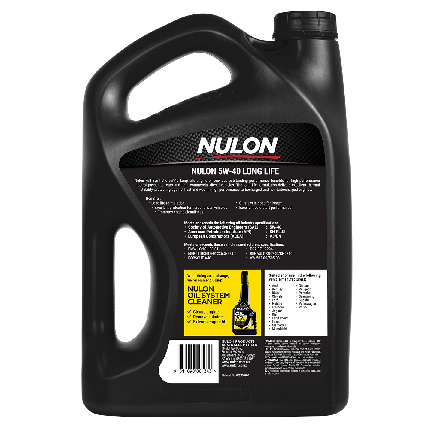 Nulon Full Synthetic Engine Oil - 5W-40 - 5L
