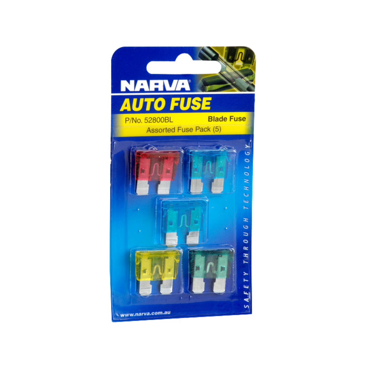Narva Blade Fuse Assortment - 5 Pack - Zinc Alloy - Circuit Protection