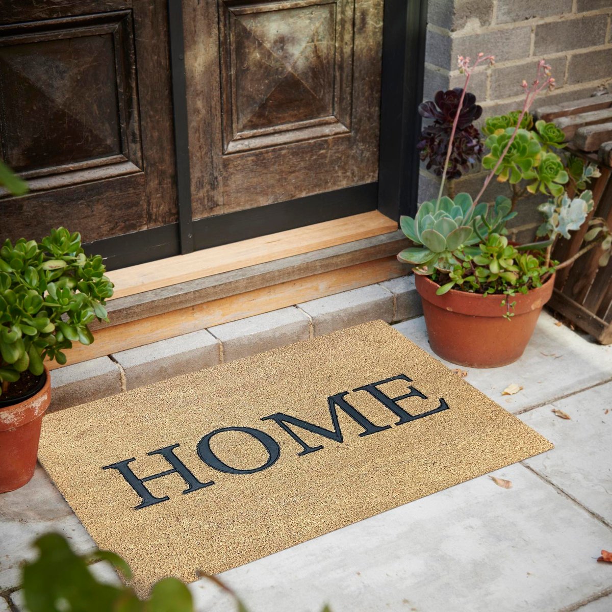 Madras Link Coir Mat - 50 x 80cm - Vinyl Backed - Outdoor - Durable