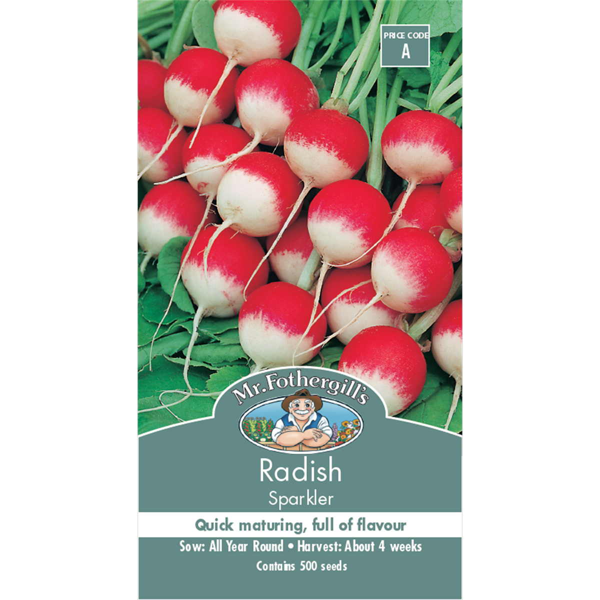 Mr Fothergill Sparkler Radish Seeds - 75mm - Red White - Quick Maturing
