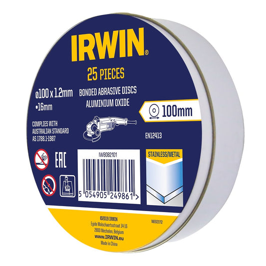 Irwin Metal Cut Off Disc 100mm 25pk - Aluminium Oxide - 1.2 x 16mm
