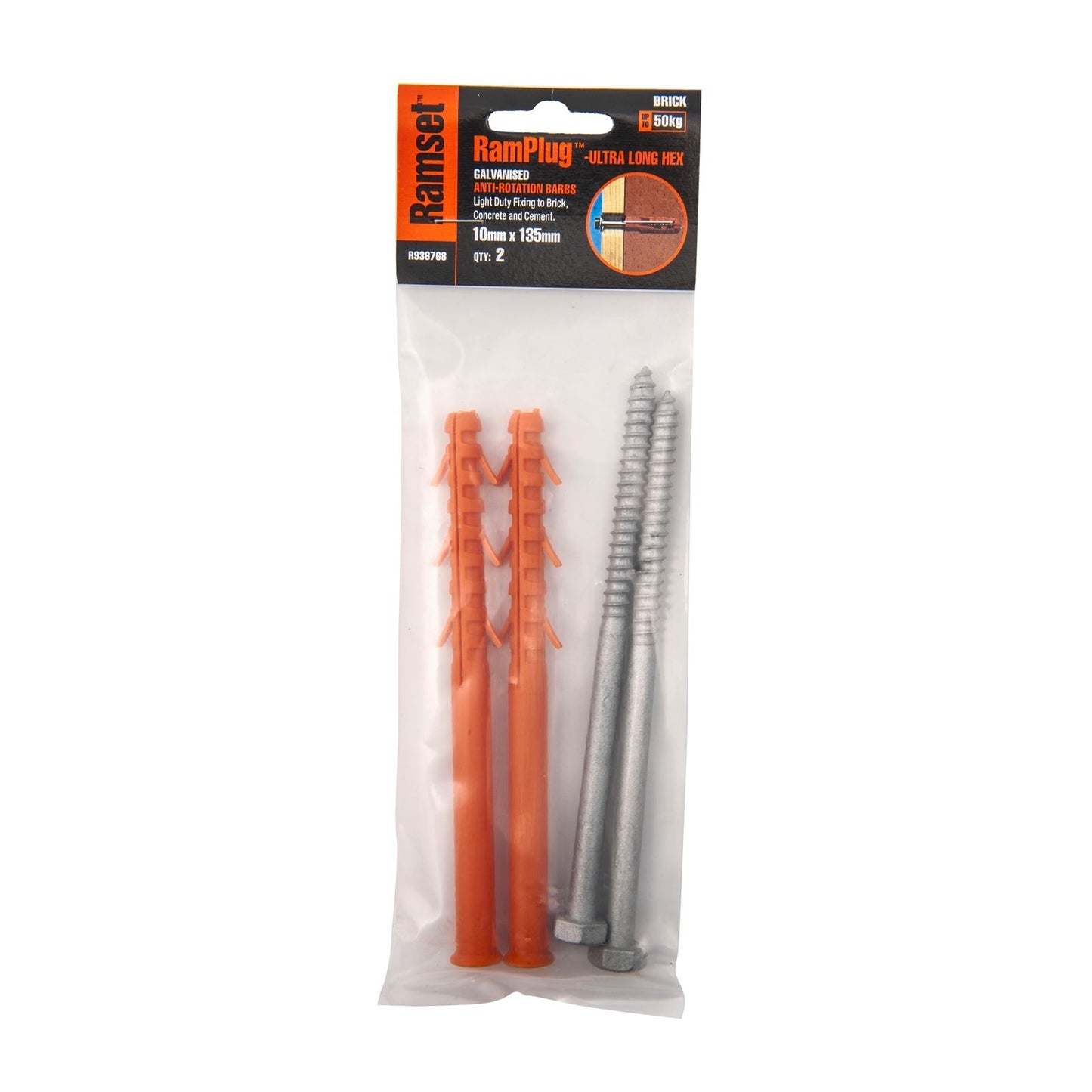 Ramset Ultra Long Hex Anchor - 10 x 135mm - 2 Pack