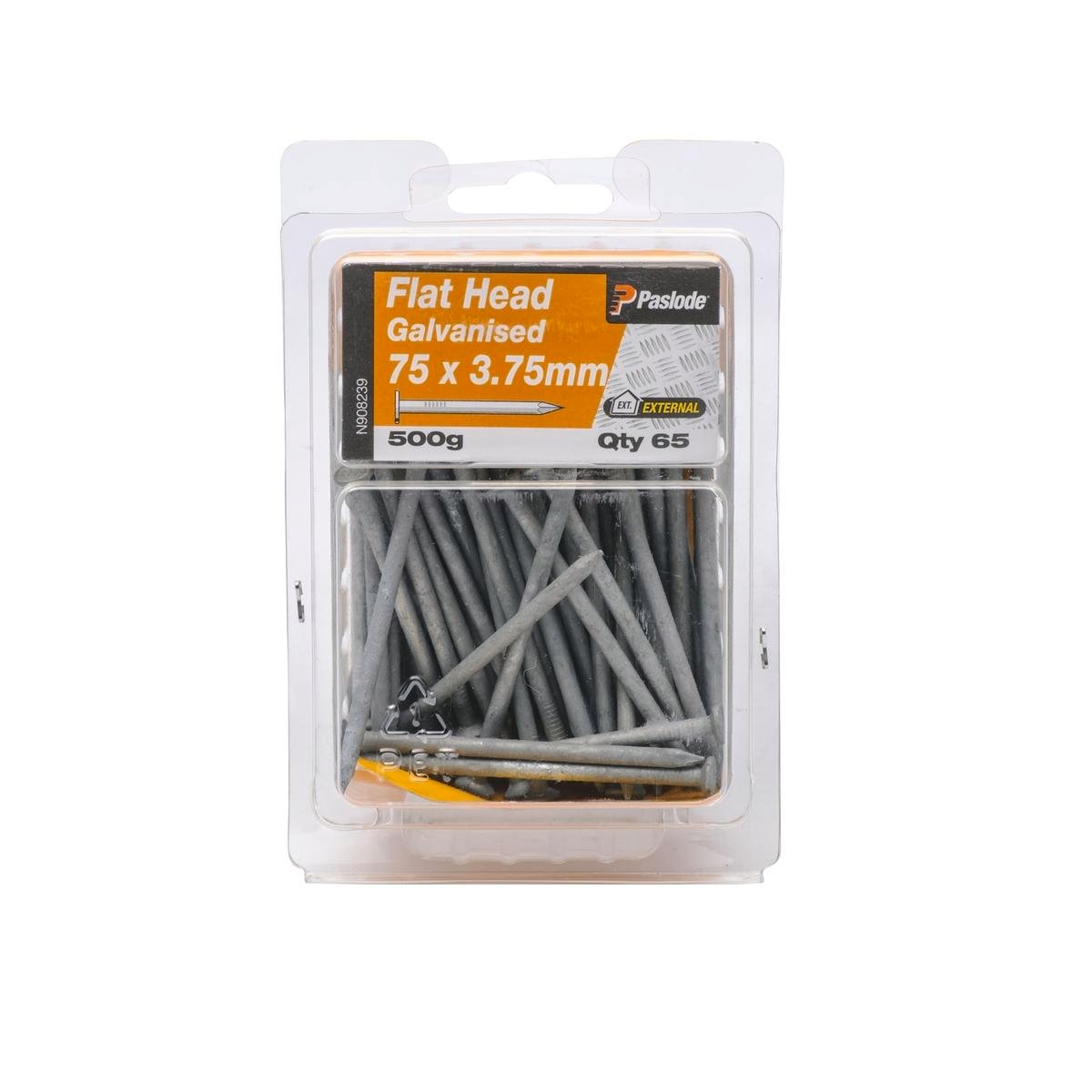 Paslode Flat Head Galvanised Nails 75mm 500g Corrosion Resistant 65 Pack