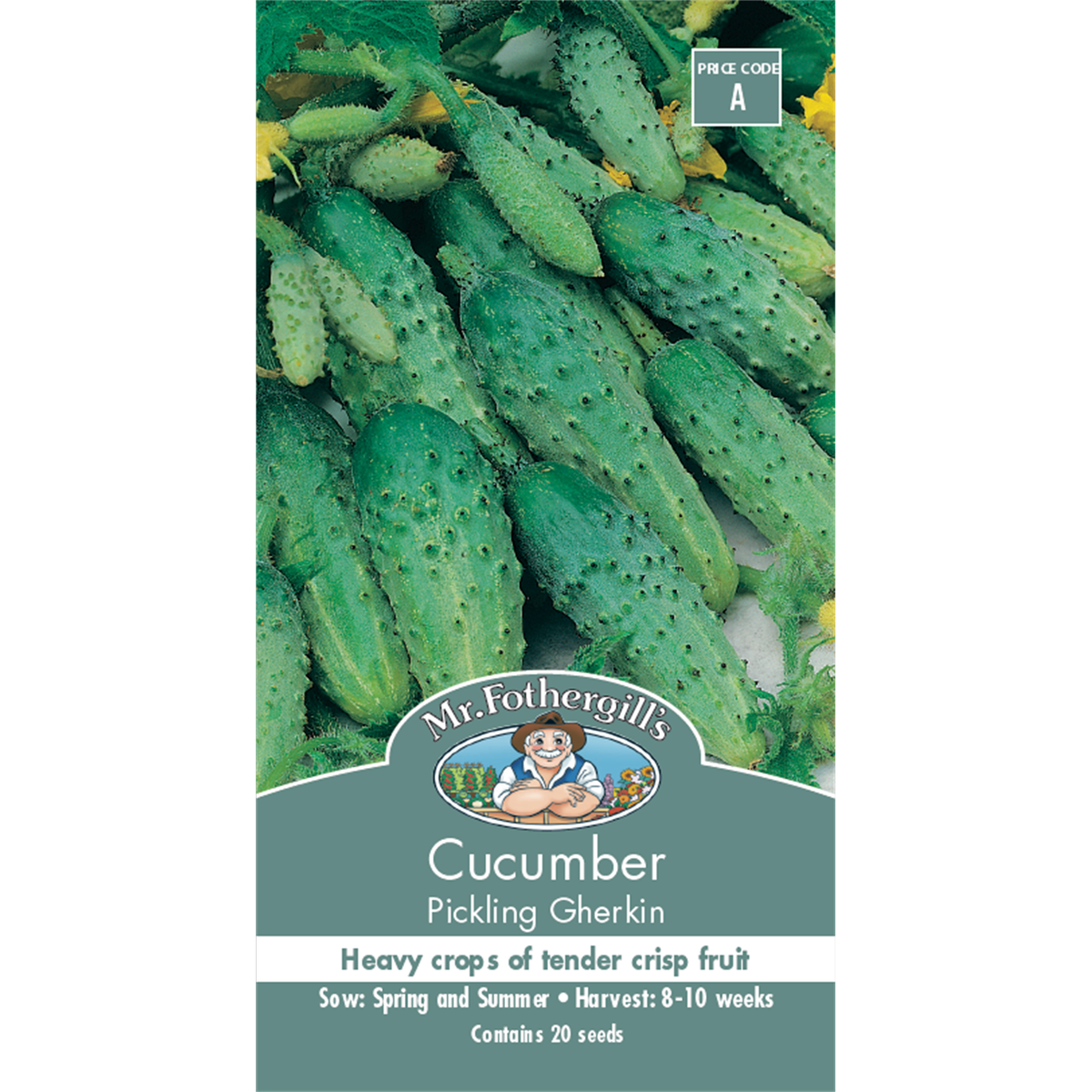 Mr Fothergill Pickling Gherkin Cucumber Seed 75mm Green Easy Grow