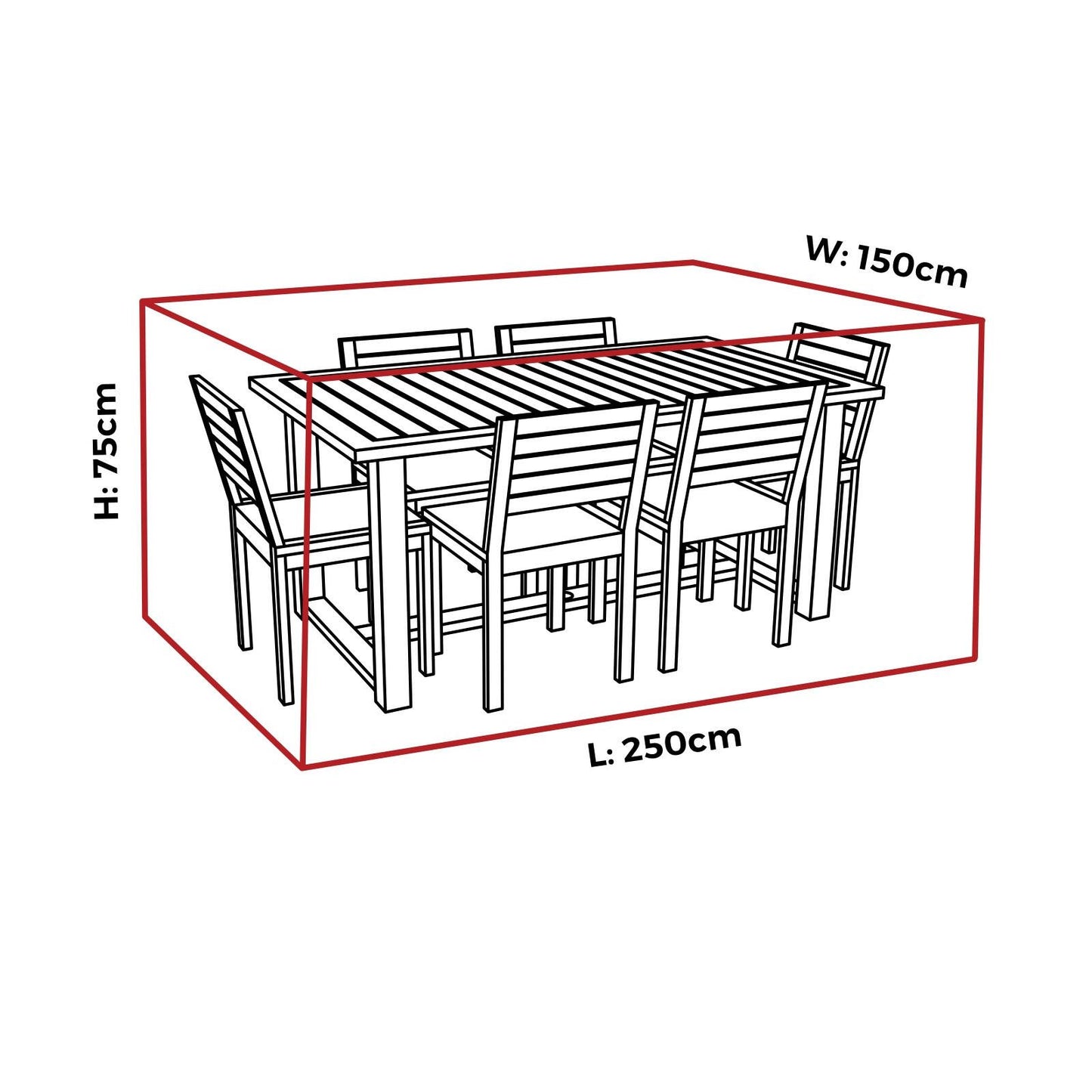Mojo Medium Rectangle Table & Chairs Cover - 2500 x 750 x 1500mm