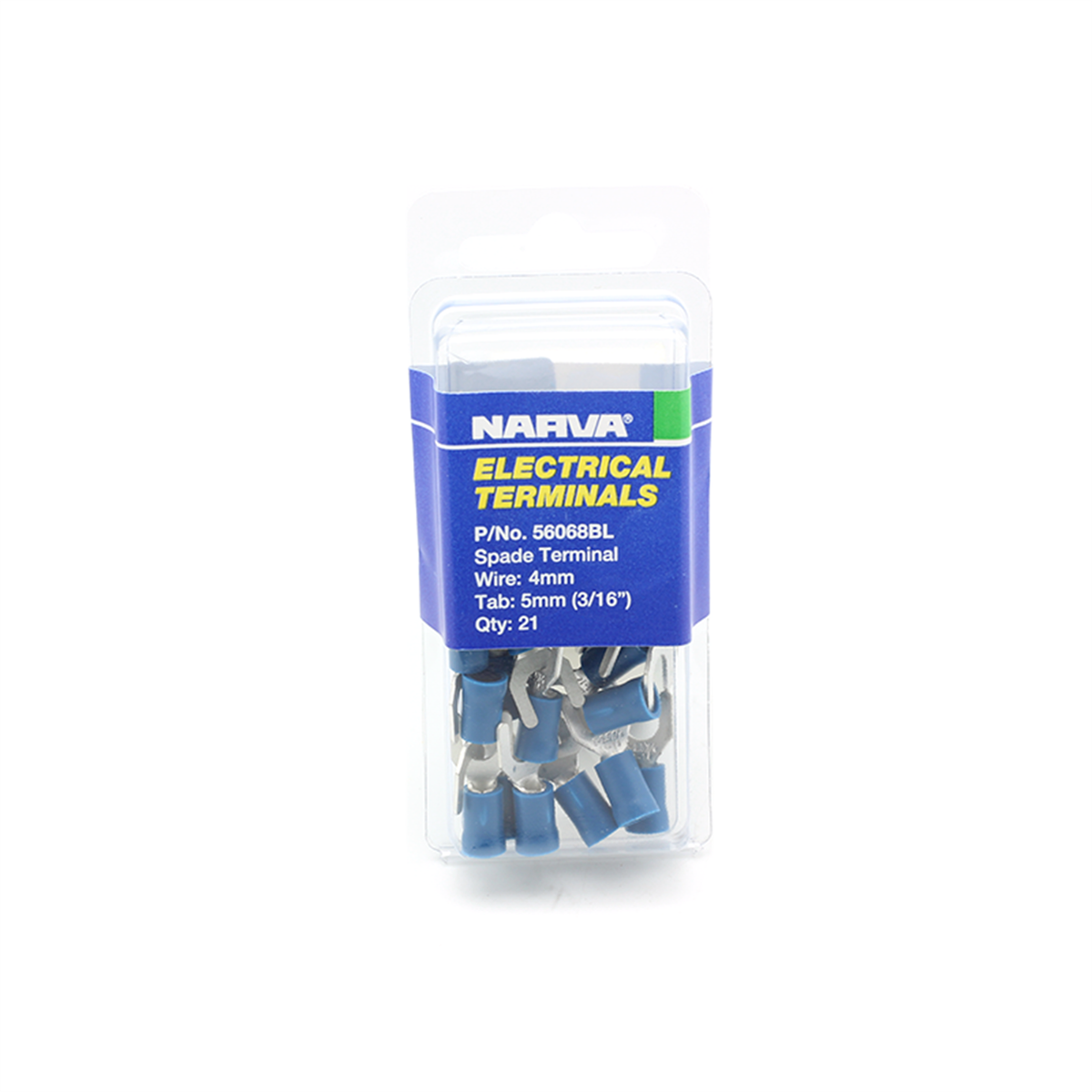 Narva Spade Terminal 5mm Flared Vinyl Insulated 21 Pack Blue