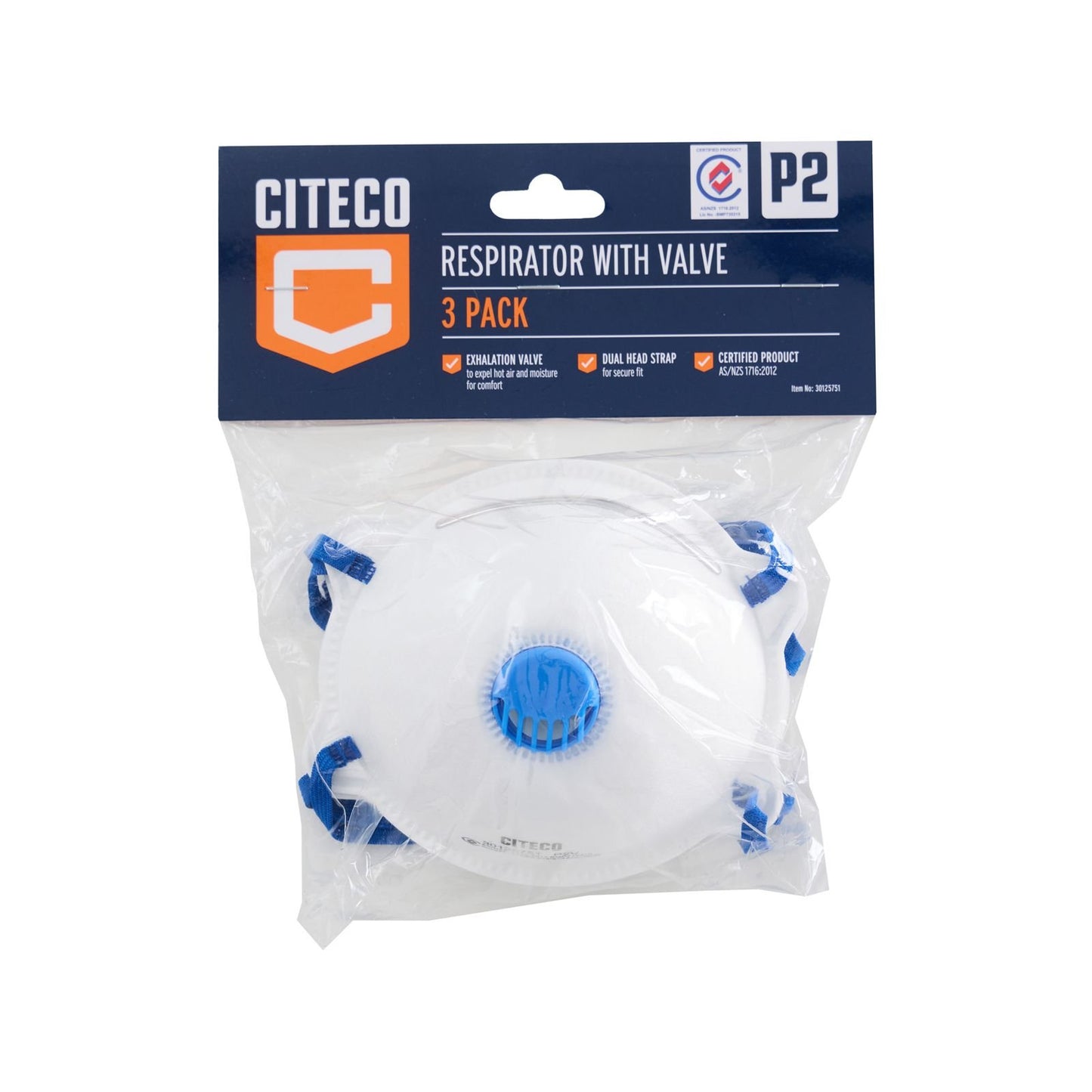 Citeco P2 Valved Respirator - 200 x 100 x 350mm - 3 Pack