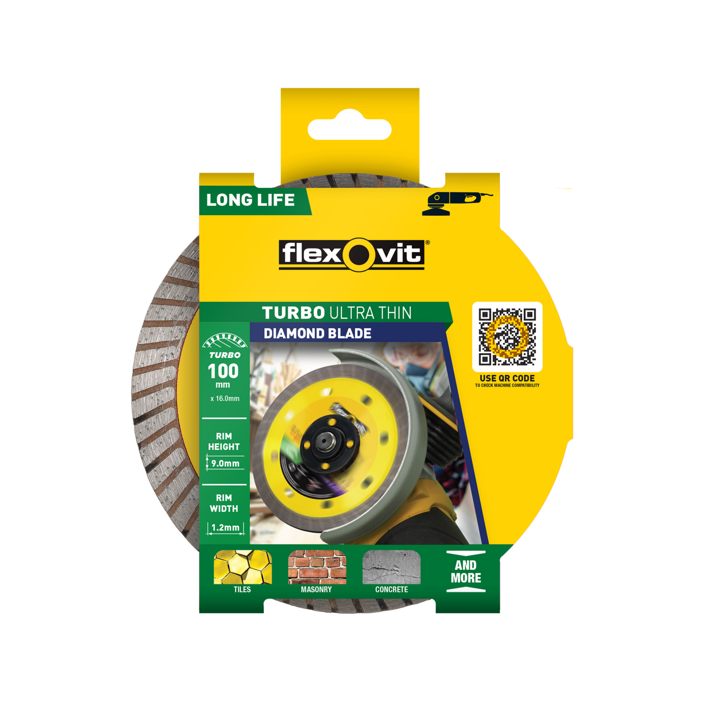 Flexovit Ultra Thin Turbo Diamond Blade - 100 x 16 x 1.2mm