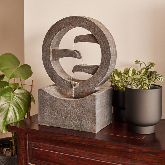 Northcote Pottery Symphonic Circles Water Feature - 34 x 17 x 48cm