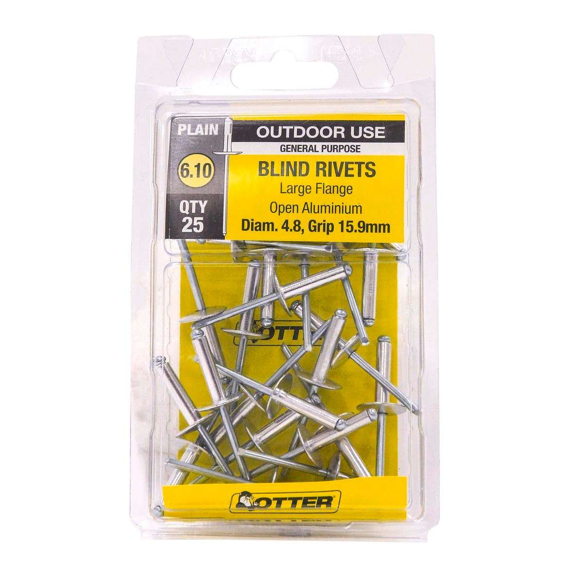 Otter 4 Aluminium Rivets - Large Flange - 25 Pack - 8mm x 15mm