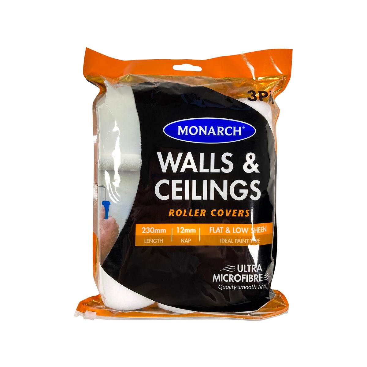 Monarch Ultra Microfibre Roller Cover 230mm 3 Pack Smooth Finish