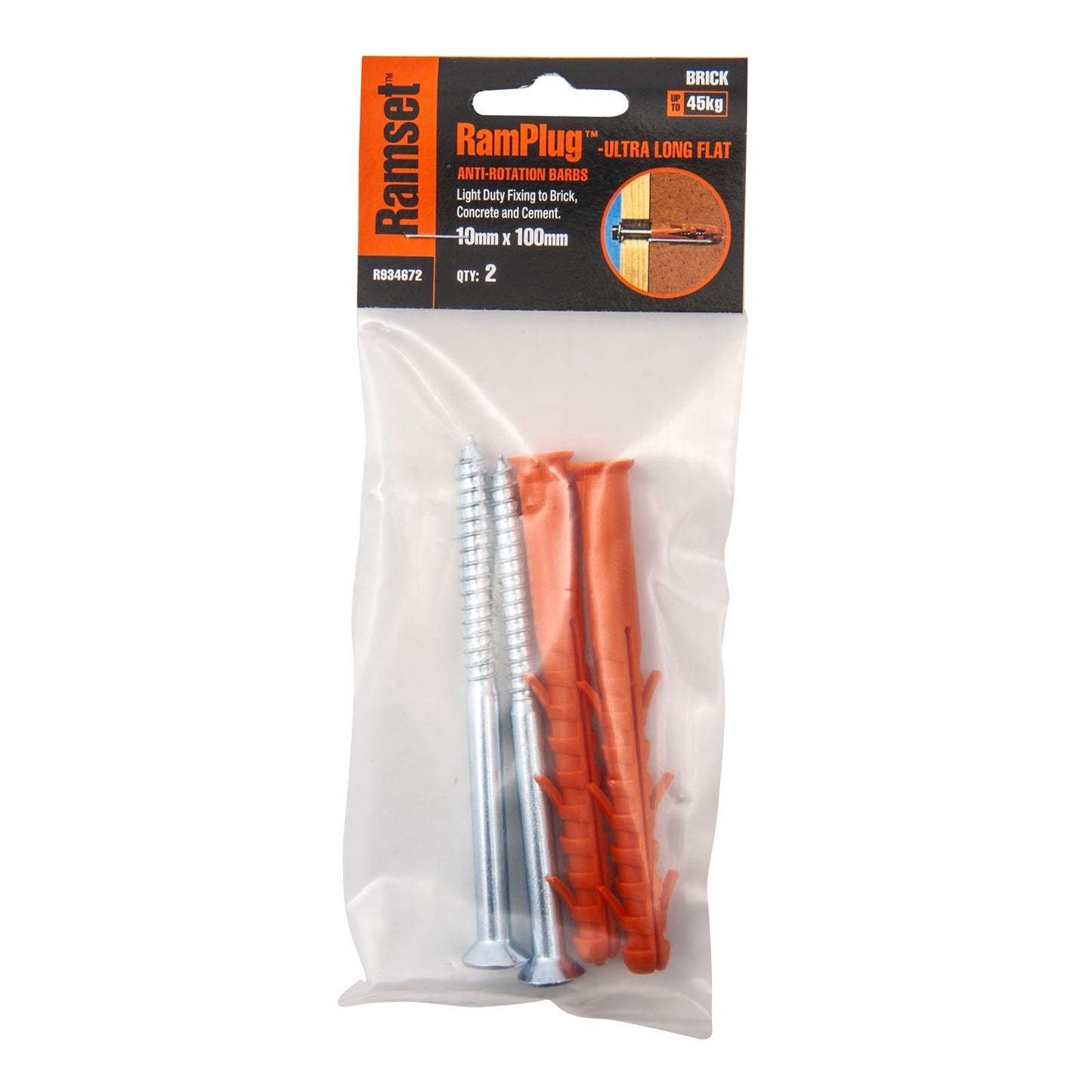 Ramset Flat Ultra Long Ramplug - 10 x 100mm - 2 Pack