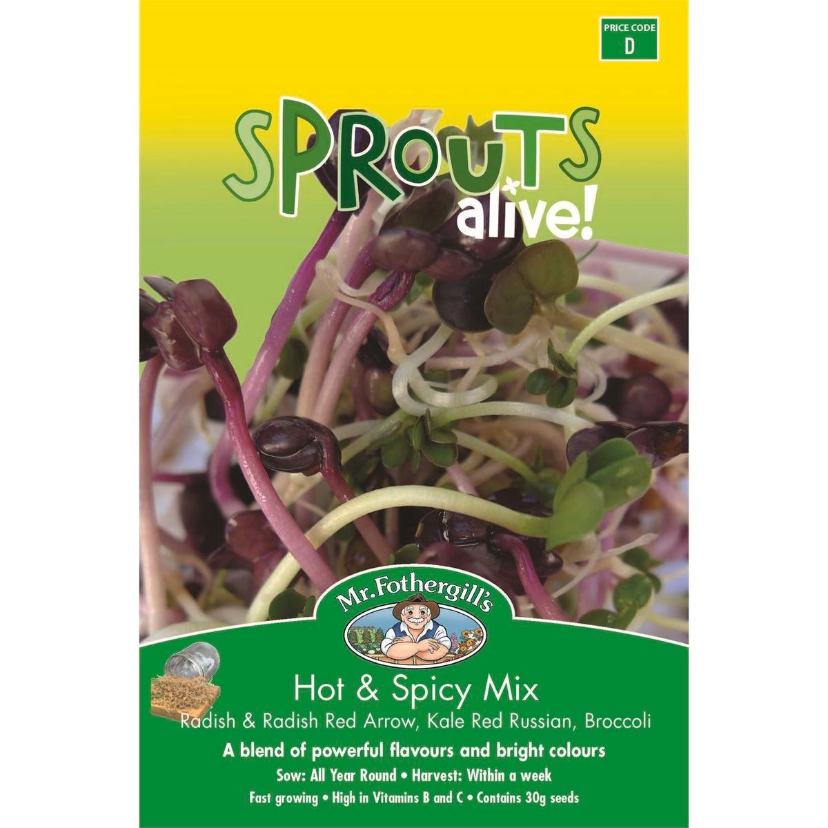 Mr Fothergill Sprouts Alive Hot And Spicy Seeds 110mm Seeds Nutrient Rich
