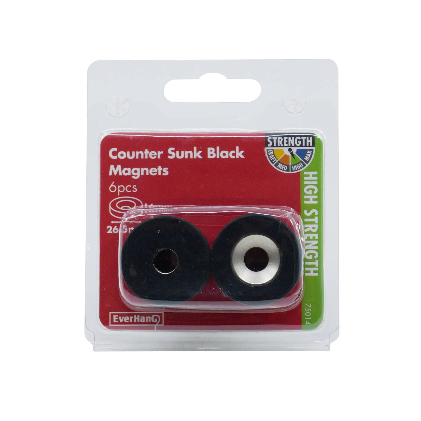 Everhang Black Counter Sunk Magnetic - 26mm - 6 Pack