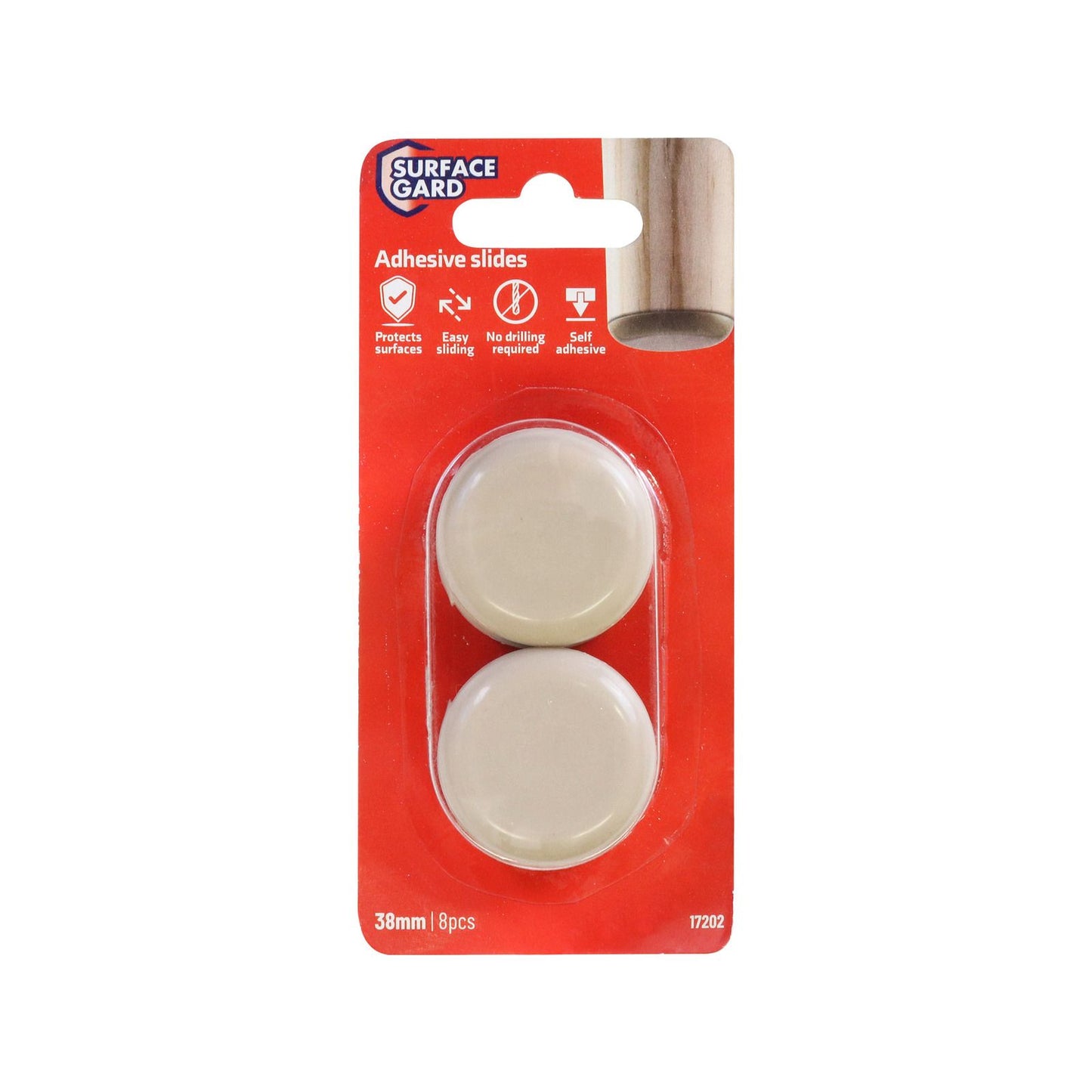 Surface Gard Round Self Adhesive Sliders - 38mm - 8 Pack