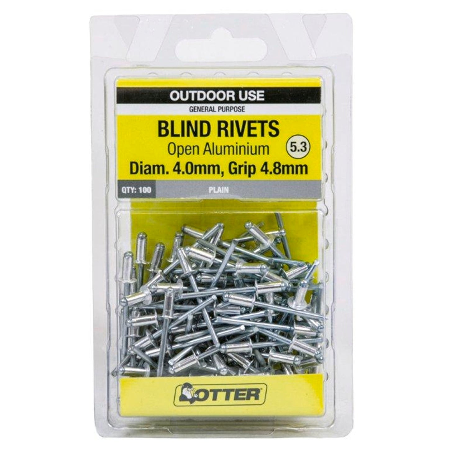 Otter Open Aluminium Blind Rivets - 4 x 4.8mm - 100 Pack