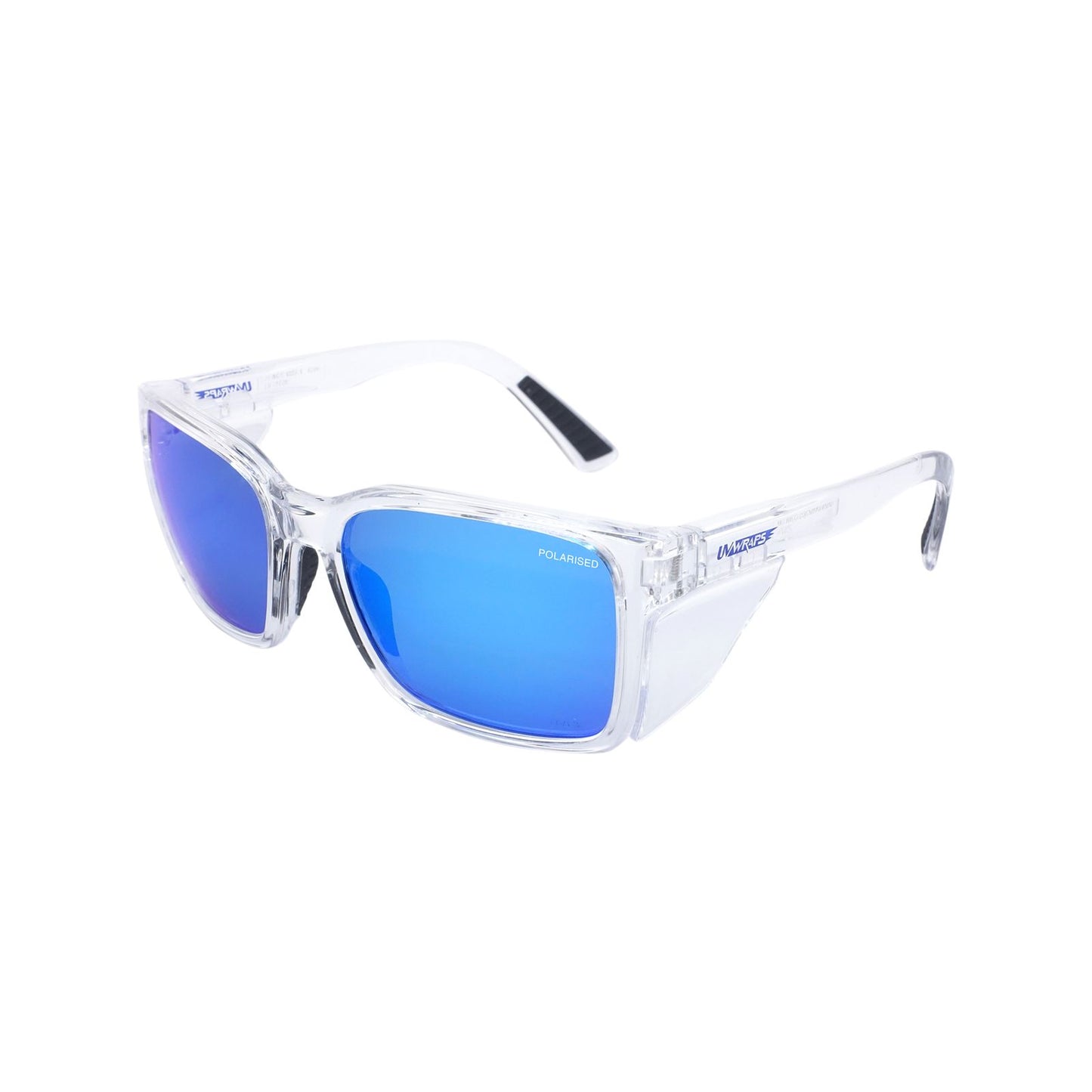 Uv Wraps Blue Mirror Polarised Safety Glasses