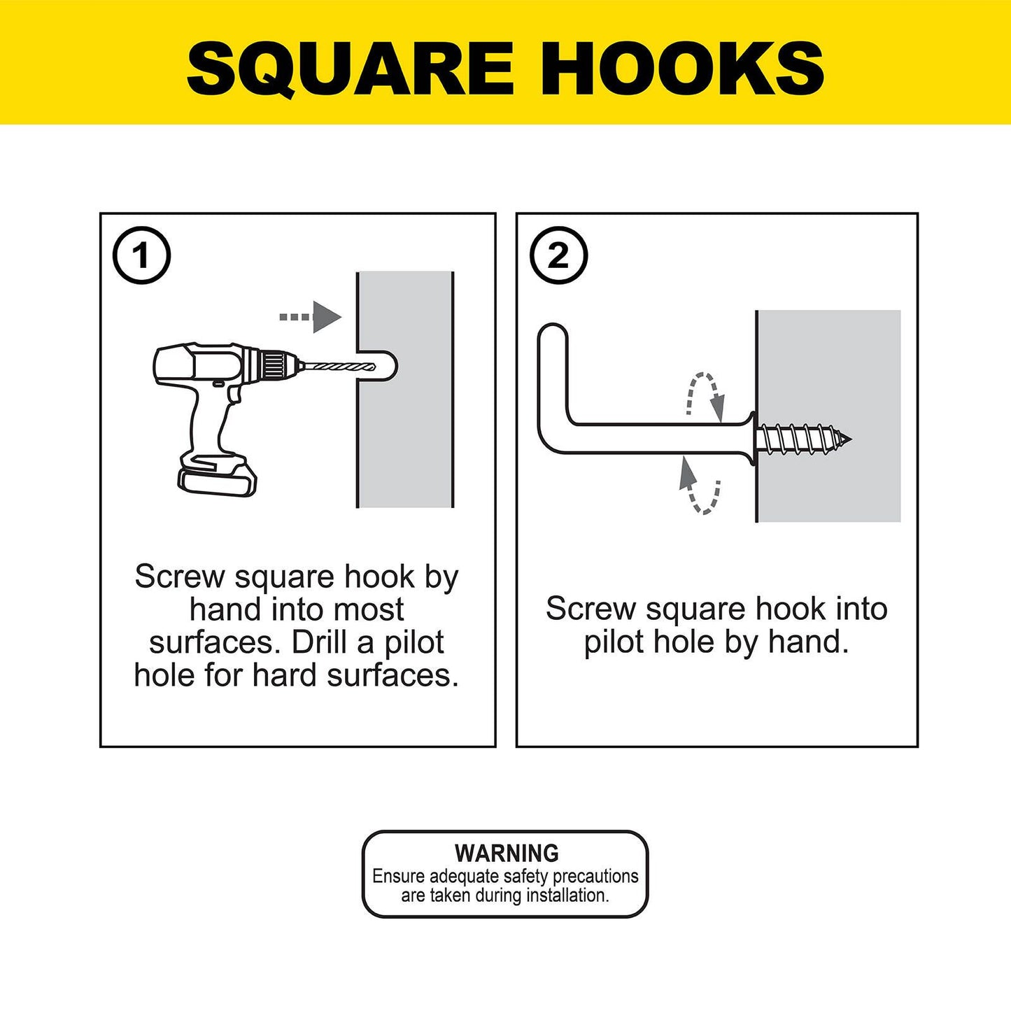 Everhang Square Hook - 25mm - 5 Pack
