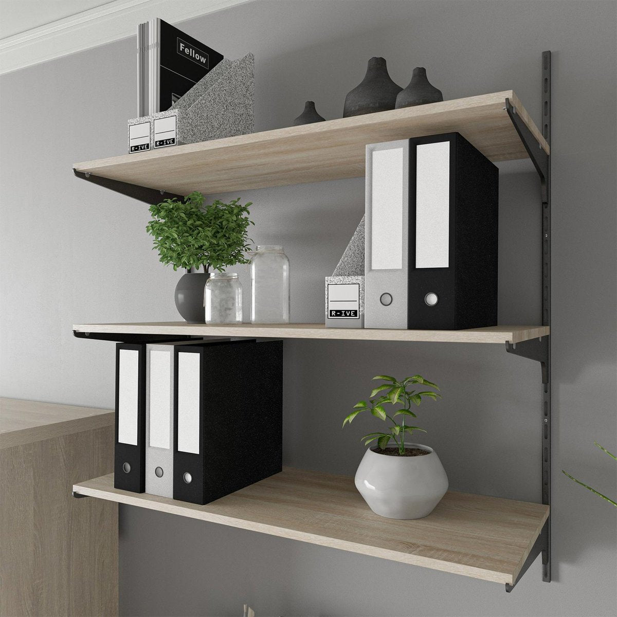 Flexi Storage Home Solutions Basic Shelving 300mm Black Single Slot Bracket