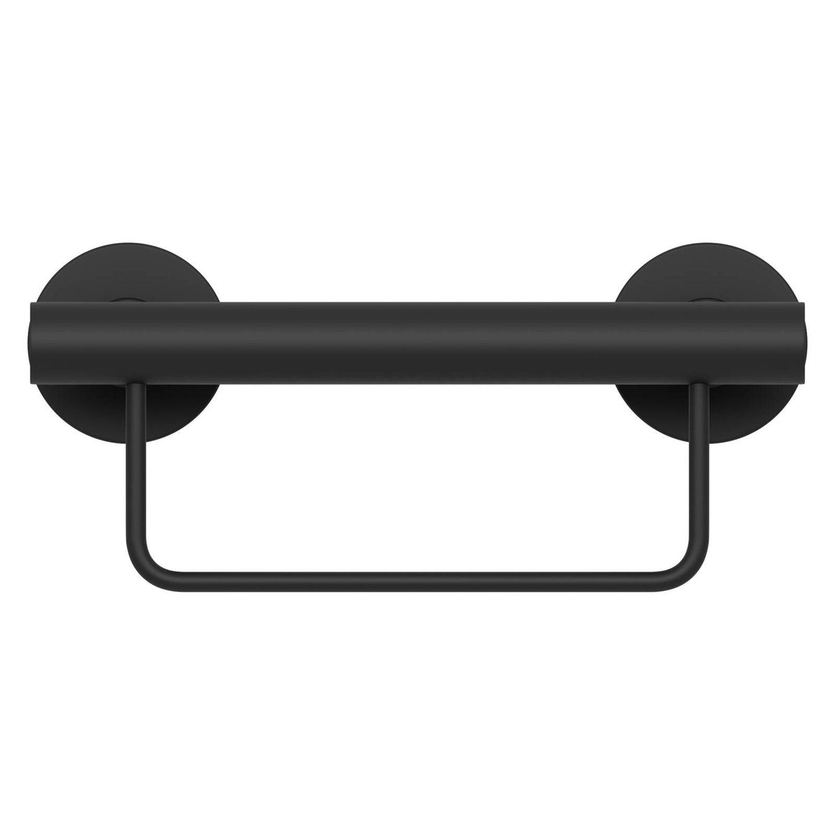 Evekare 300mm Black Towel Rail with Grab Rail - Stainless Steel - 250kg Capacity