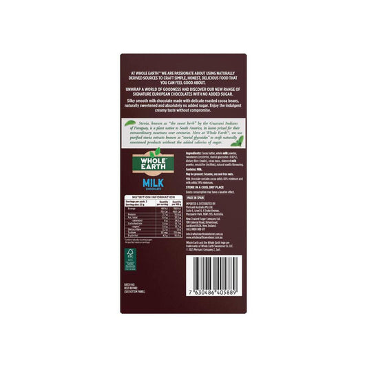 Whole Earth Natural No Sugar Milk Chocolate - 75g