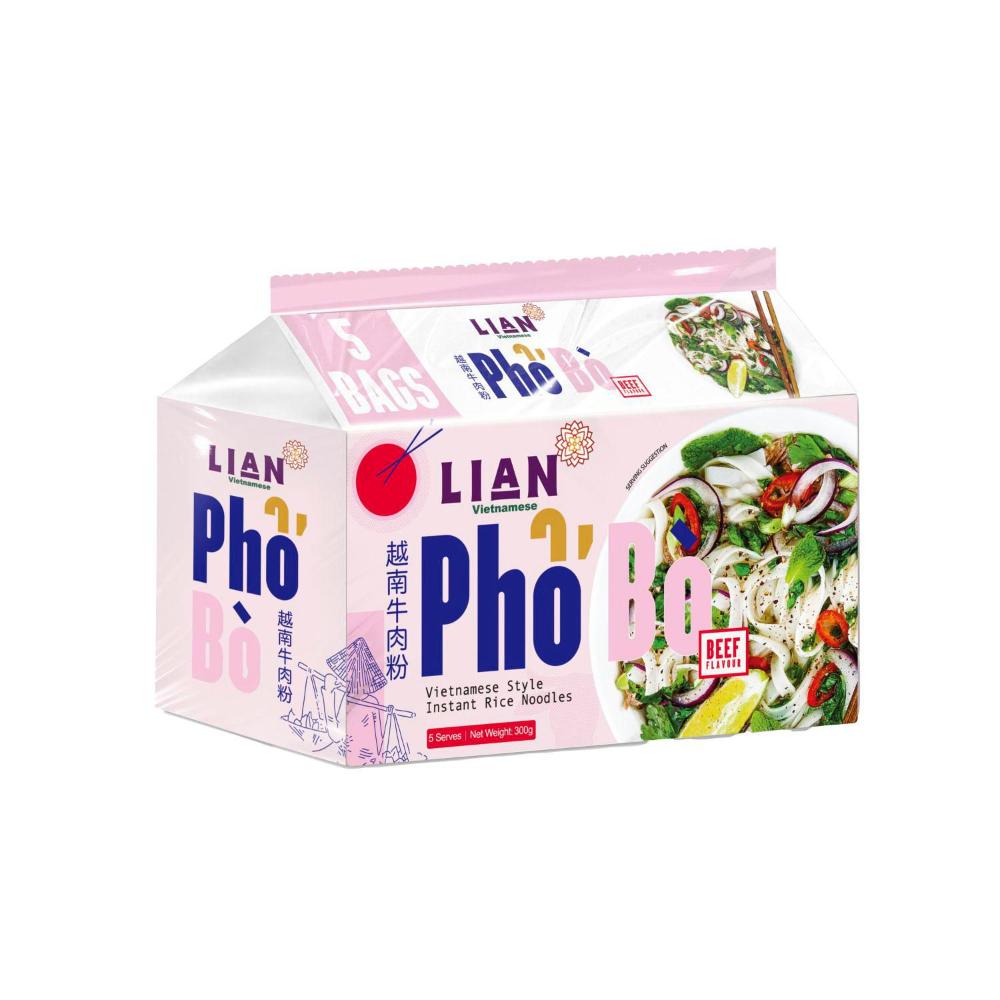 Lian Pho Bo Instant Rice Noodles Beef 5 Pack - 300g