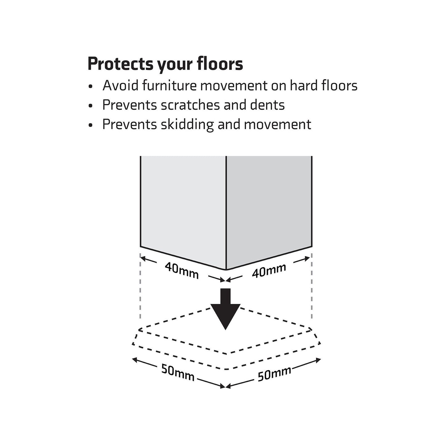 Surface Gard Brown Square Rubber Castor Cup - 40mm - 4 Pack