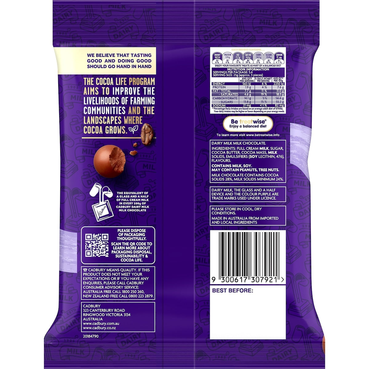 Cadbury Dairy Milk Balls Chocolate Snack & Share Bag 135g