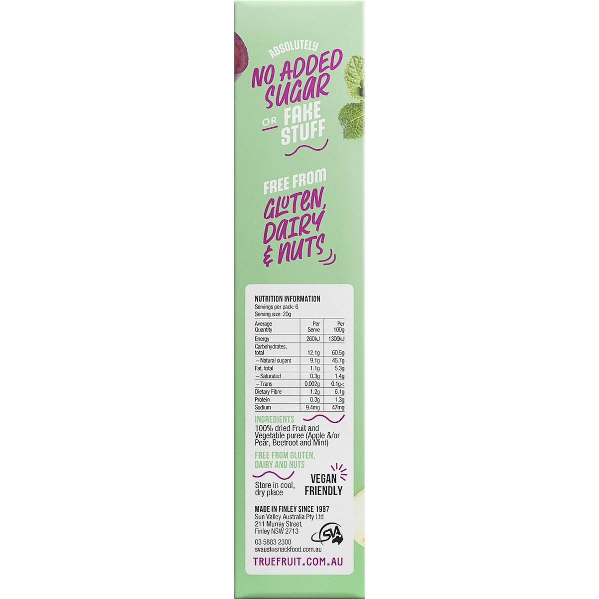 True Fruit 100% Aussie Apple Beetroot & Mint Straps 120g