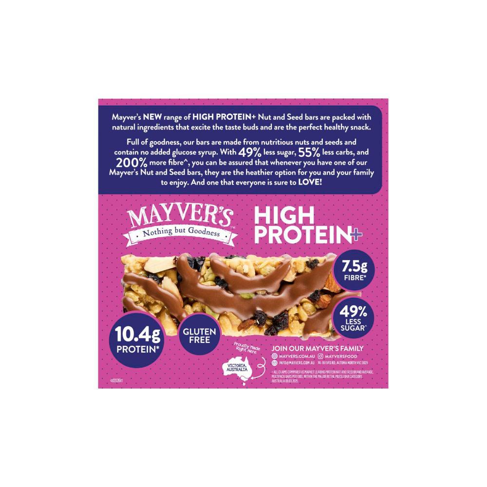 Mayver's Protein+ Bars Peanut Butter Milk Chocolate Nuts & Seeds 5 Pack - 200g