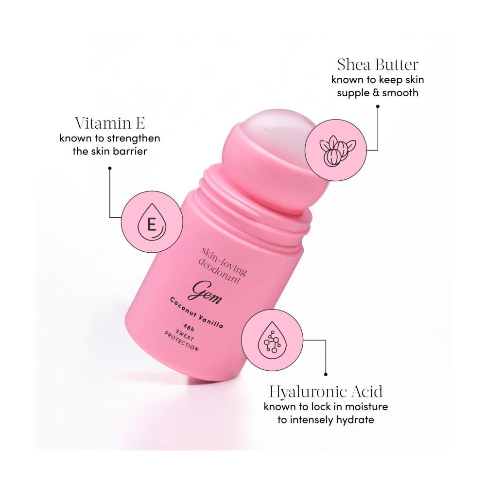 Gem Skin Loving Roll On Deodorant Coconut Vanilla - 50 ML