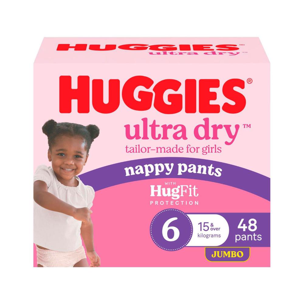 Huggies Jumbo Nappy Pants Size 6 Girl - 48 Pack