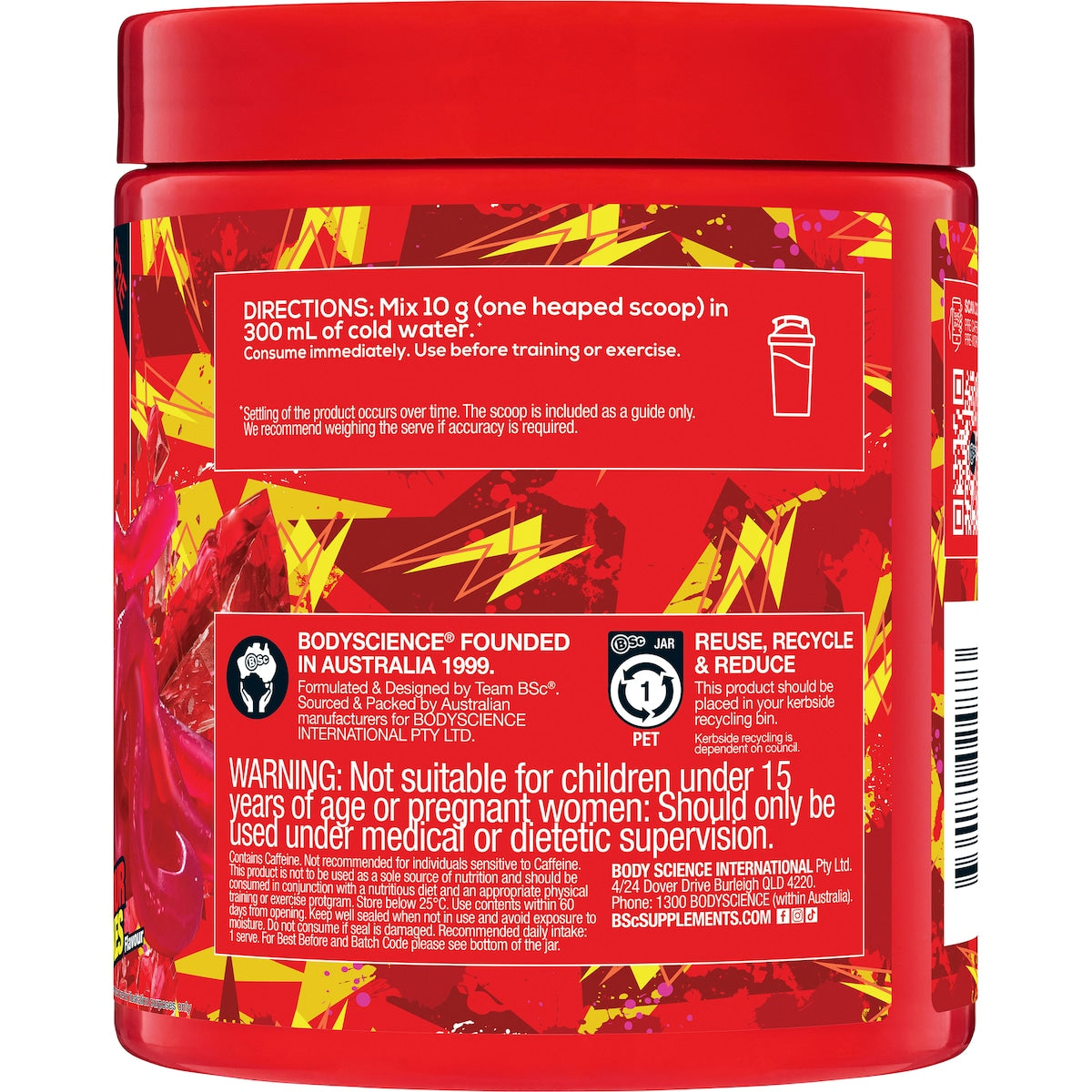 Bsc Pre Caffeinated Pre-workout Red Sour Snakes 300g