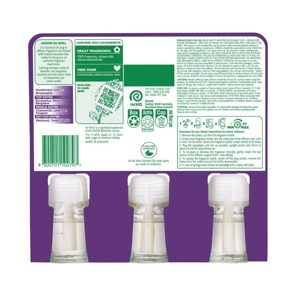 Air Wick Scented Oil Fragrance Refills Lavender Meadows & Bluebells 3x9ml - 57mL