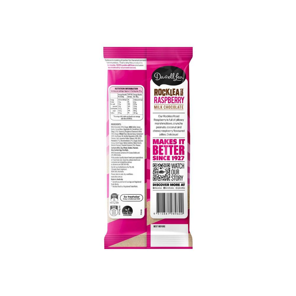 Darrell Lea Rocklea Raspberry Road Chocolate Block - 170g