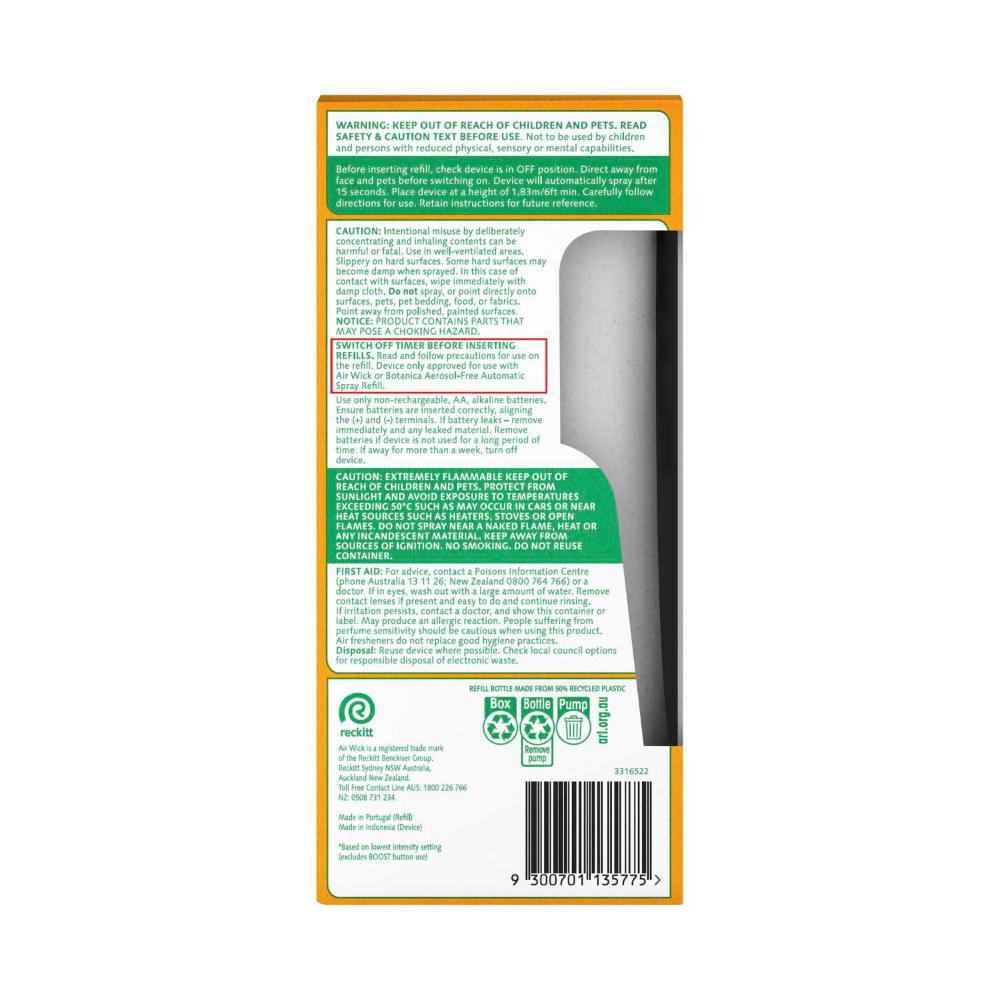 Air Wick Aerosol Free Auto Spray Essential Oil Refill Sweet Vanilla Shea Butter - 1 Pack