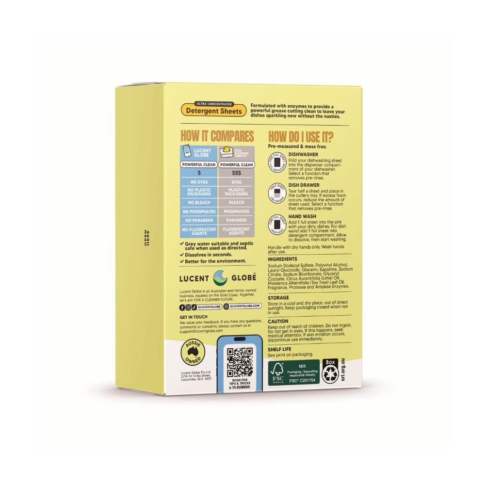 Lucent Globe Dishwashing Detergent Sheets Fresh Lemon - 35 Pack