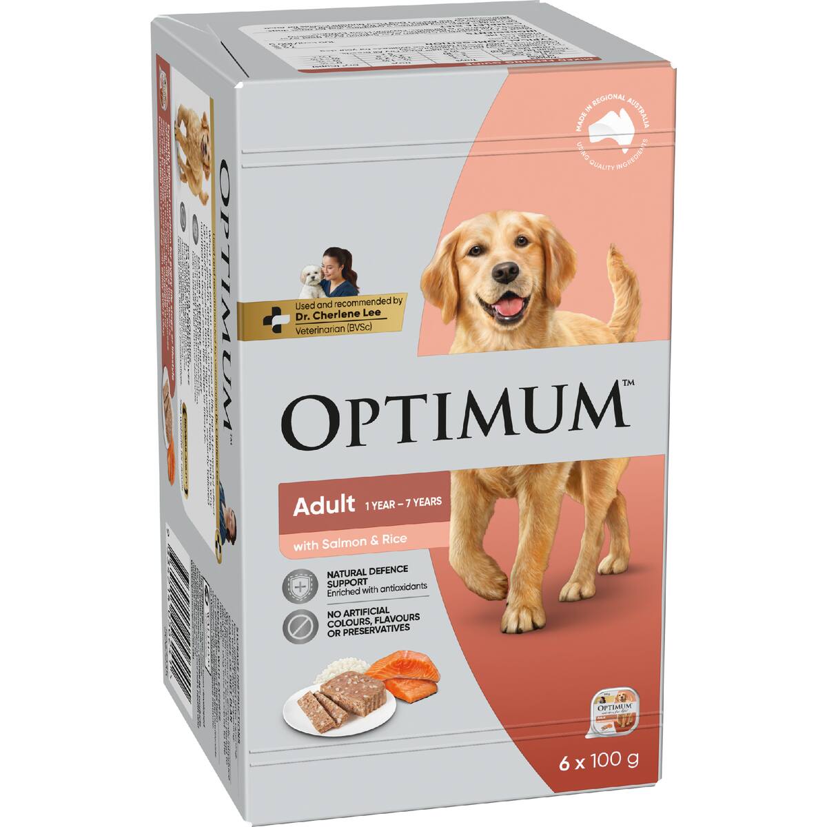 Optimum Salmon & Rice Wet Dog Food 100g X 6 Pack