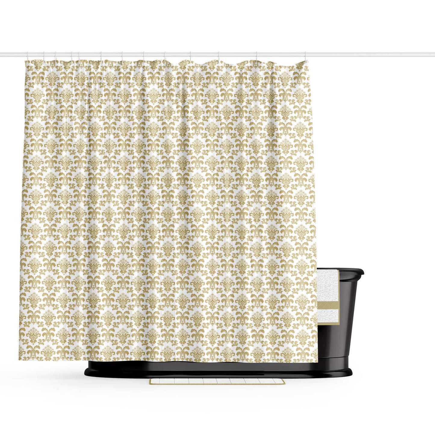 Barelli Shower Curtain - Fleur De Lis Gold - 180 x 180cm