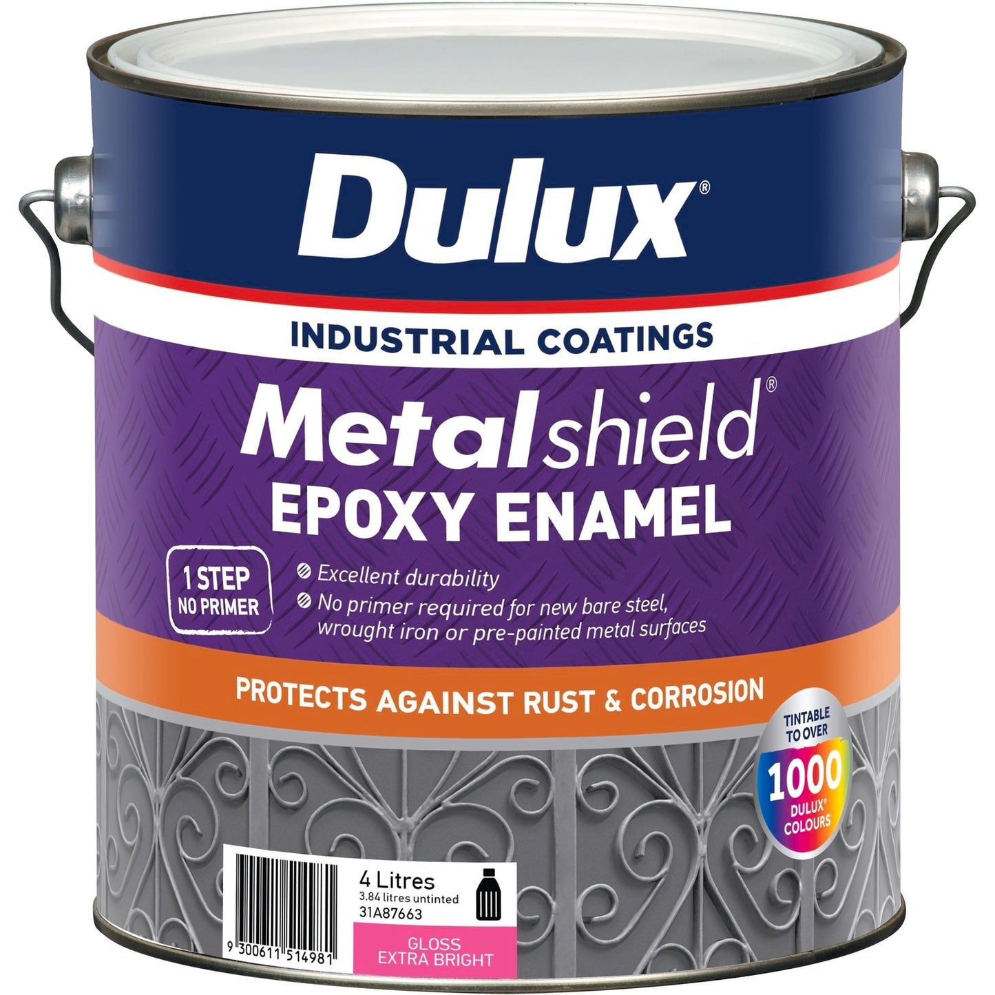 Dulux Metalshield Epoxy Enamel Gloss Paint - 4L - Extra Bright