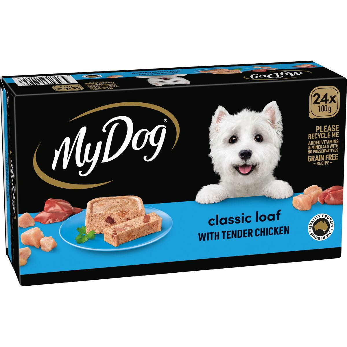My Dog Adult Classic Loaf Tender Chicken Wet Food Trays 100g X 24 Pack