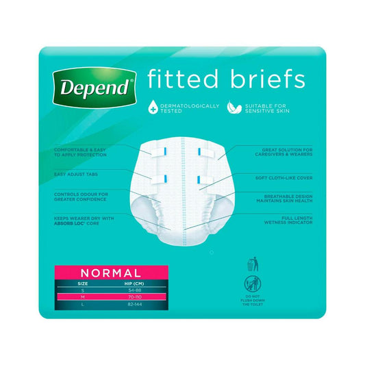 Depend Fitted Brief Medium Size - 10 Pack