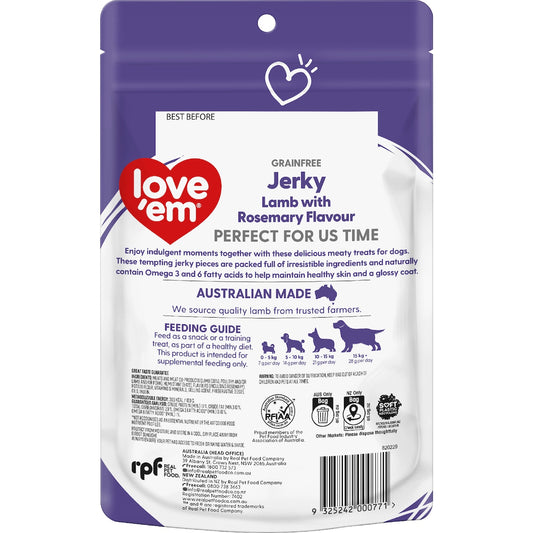 Loveem Grain Free Dog Treats Lamb Jerky With Rosemary Flavour 200g