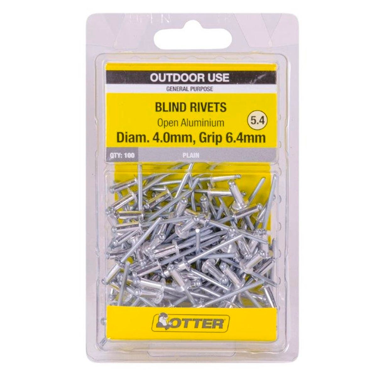 Otter Open Aluminium Blind Rivets 4x6 4mm 100 Pack Strong Lightweight