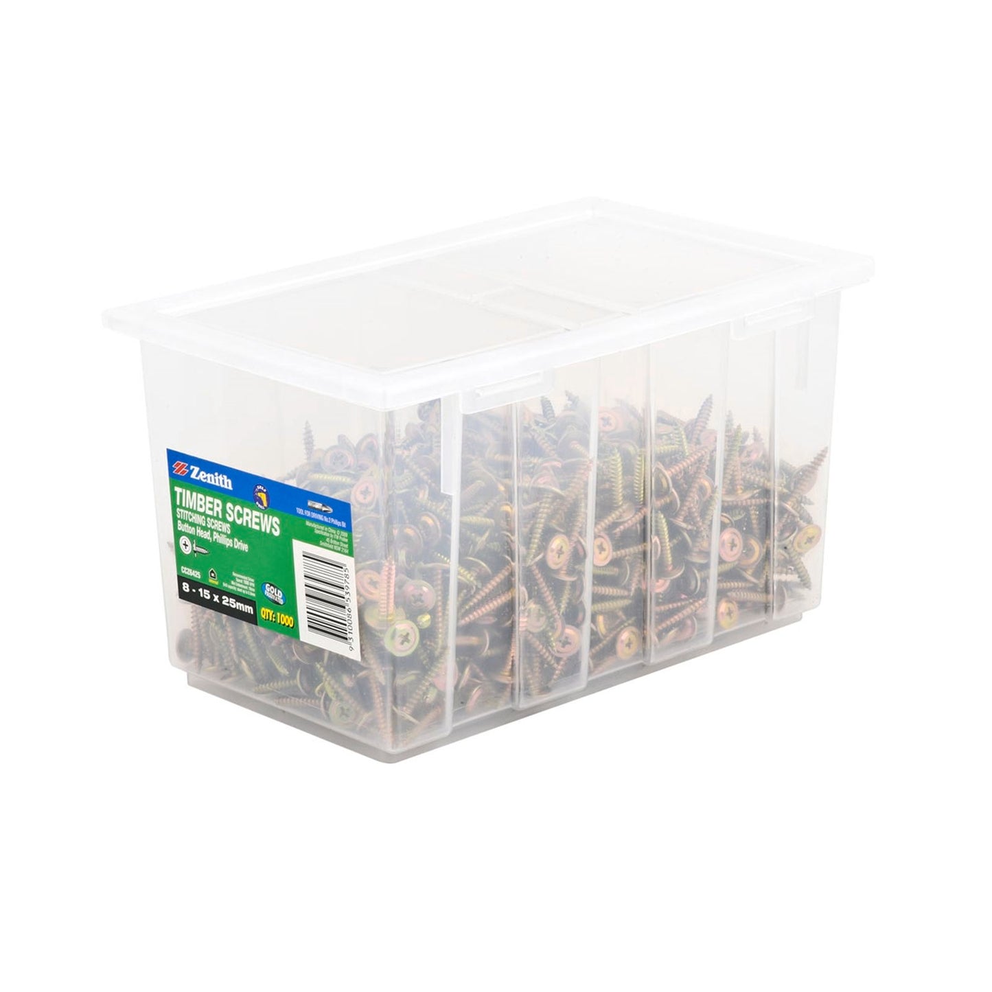 Zenith Button Head Timber Stitching Screws - 15 x 25mm - Gold - 1000 Pack