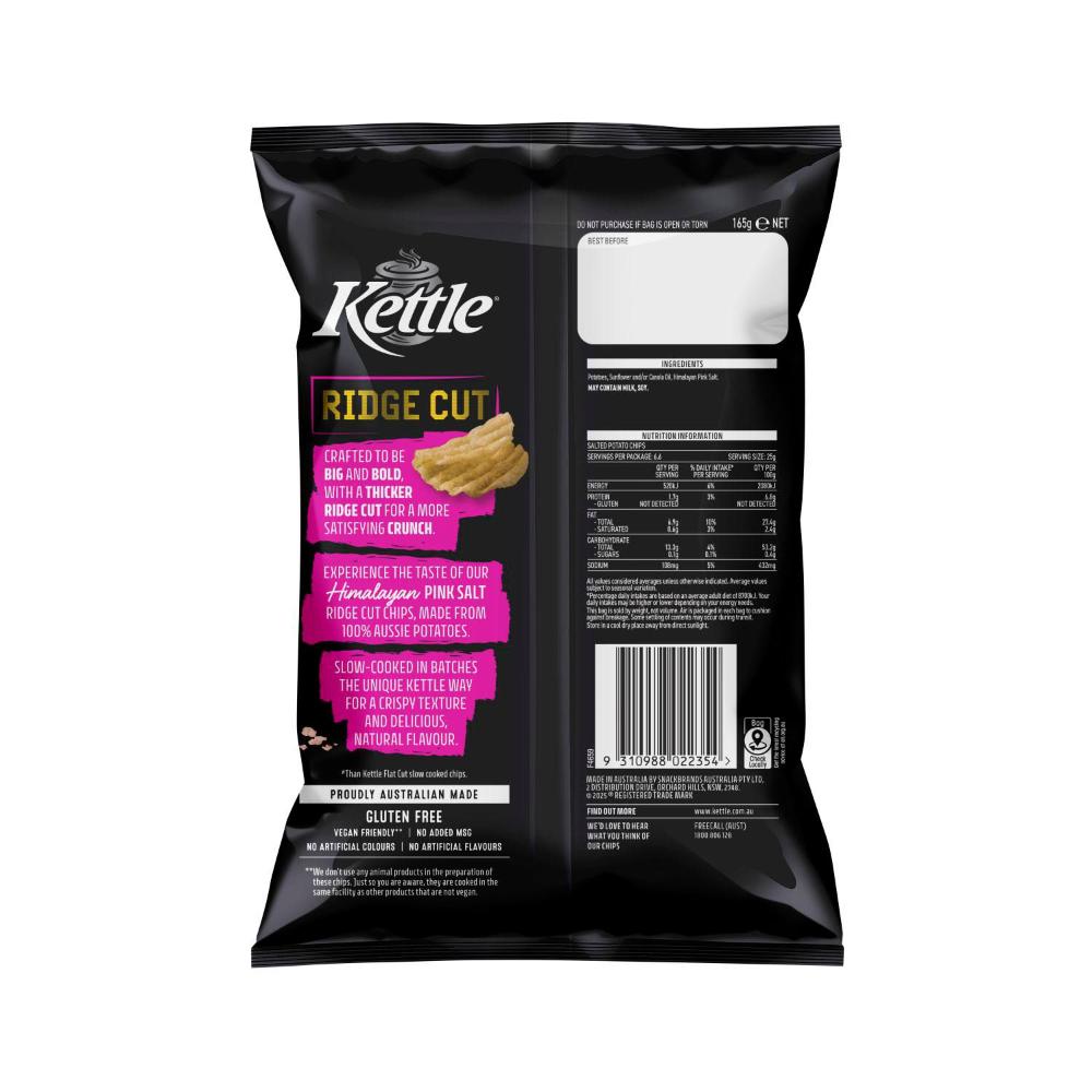 Kettle Ridge Cut Potato Chips Himalayan Salts - 165g