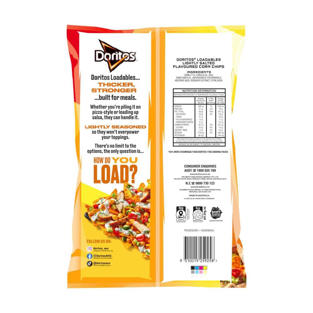 Doritos Loadable Corn Chips Lightly Salted - 255g